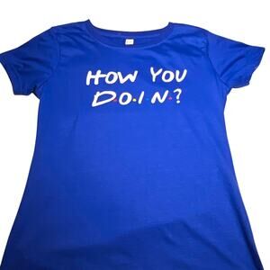 Decrum Women’s M Blue Graphic Print Crew Neck Short Sleeve T-Shirt Pullover